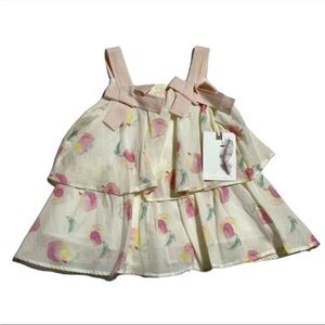 NEW! Jessica Simpson gauzy peach print tank dress Size 9-12 months
